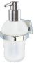 GEESA Standard enkele ronde zeepdispenser 200ml glas flacon messing houder hxbxd 165x78x99mm glanzend chroom - Thumbnail 3