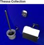 GEESA Thessa accessoirepakket toiletrolhouder met klep toiletborstelhouder wand losse closetborstel wit haak chroom - Thumbnail 2