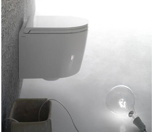 Globo Forty3 rimless hangtoilet verkort 43cm met zitting SC & QR glans wit