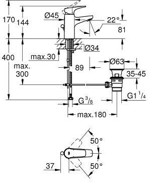 Grohe Bauflow s-size wastafelkraan met waste chroom