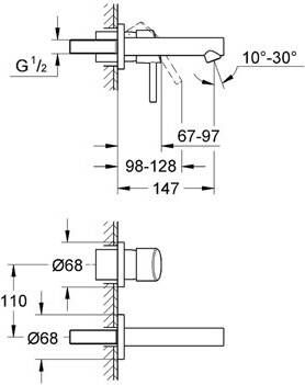 Grohe Concetto afdekset voor 2-gats wand wastafelkraan chroom (uitloop 15cm)