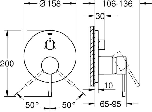 Grohe Essence afbouwdeel mengkraan douche bad met 3-weg omstelling Hard graphite geborsteld