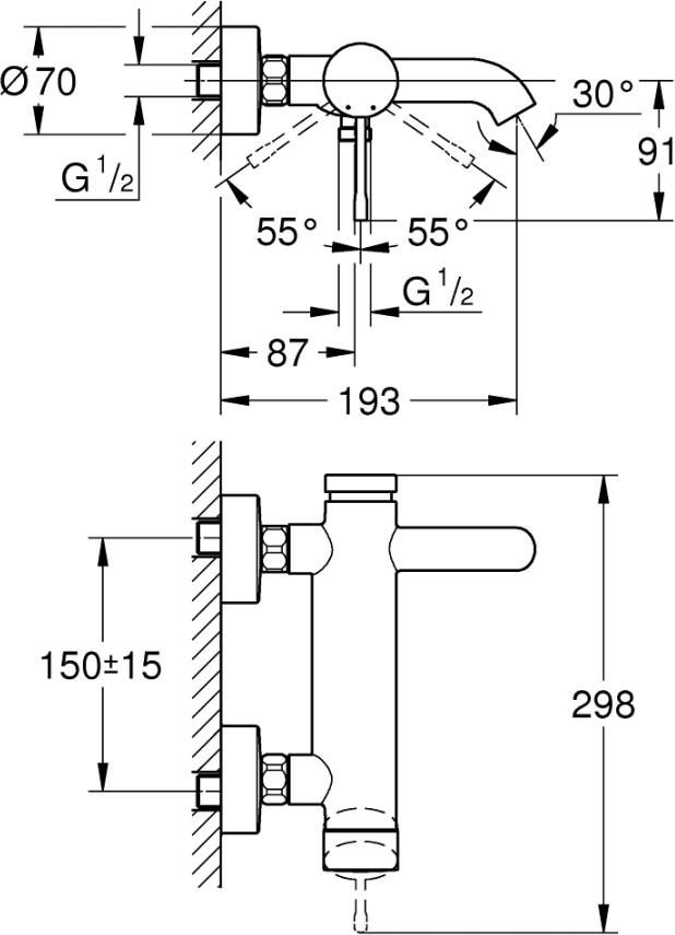 Grohe Essence Badmengkraan eengreeps met S-koppeling hard graphite geborsteld