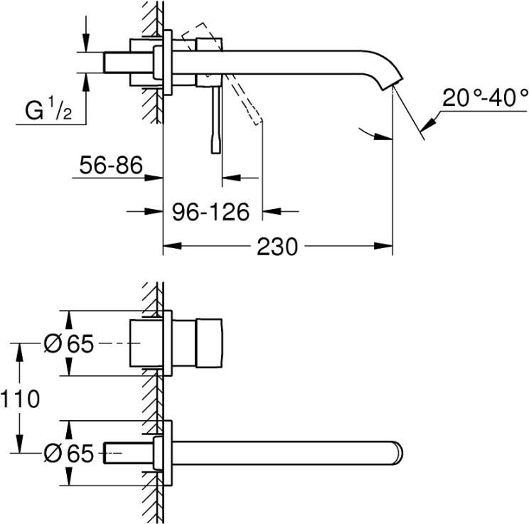 Grohe Essence L-size inbouw wastafelkraan met uitloop 23cm Warm sunset