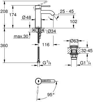 Grohe Essence New s-size wastafelkraan push open chroom