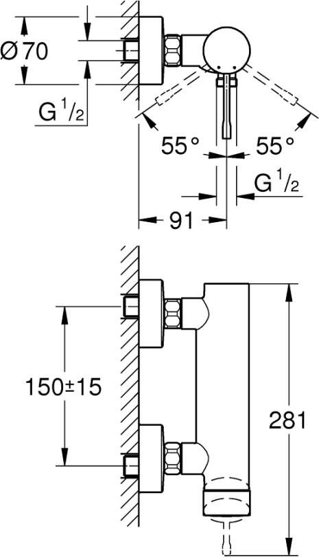 Grohe Essence Douchemengkraan eengreeps met S-koppeling hard graphite