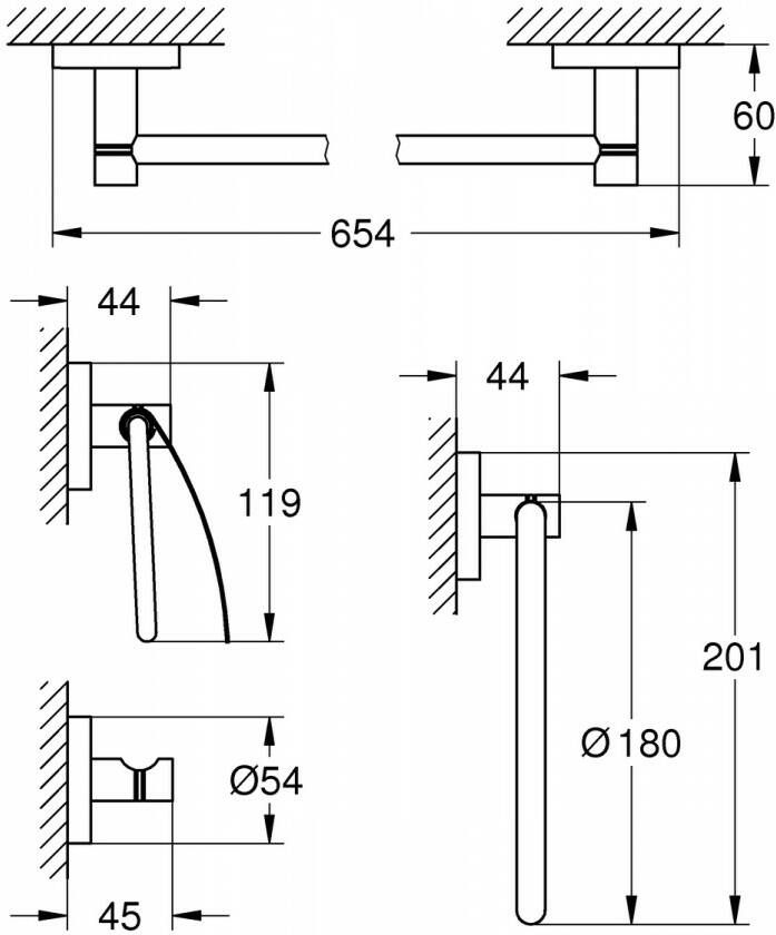 Grohe Essentials accessoireset 4-in-1 (haak-rolh.-handdoekh.-ring) chroom