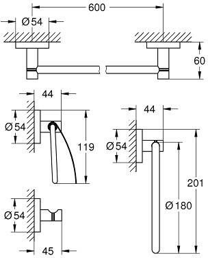 Grohe Essentials accessoireset 4 in 1 supersteel