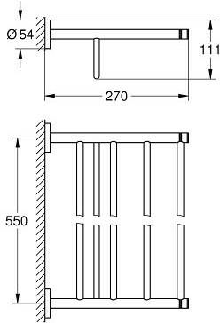 Grohe Essentials handdoekplateau 55 cm nickel geborsteld