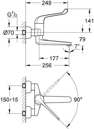 Grohe Euroeco Special veiligheids wand wastafelkraan chroom