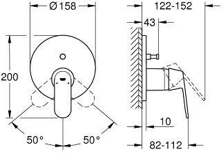 Grohe Eurosmart Cosmopolitan afdekset badkraan chroom