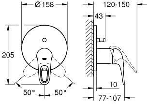 Grohe Eurostyle afdekset badkraan chroom