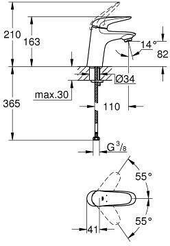 Grohe Eurostyle wastafelkraan zonder waste chroom