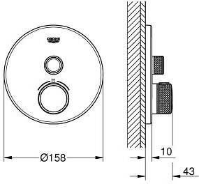 Grohe Grohtherm Smartcontrol afdekset thermostatische mengkraan hard graphite geborsteld