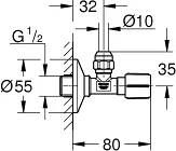 Grohe hoekstopkraan 1 2'' x 3 8'' chroom