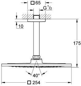 Grohe Rainshower F-Series hoofddoucheset 10" met plafondarm 142 mm. chroom