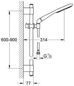 Grohe Rainshower Icon glijstangset 90 cm. chroom