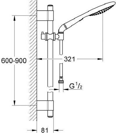 Grohe Rainshower Solo glijstangset 90 cm. chroom