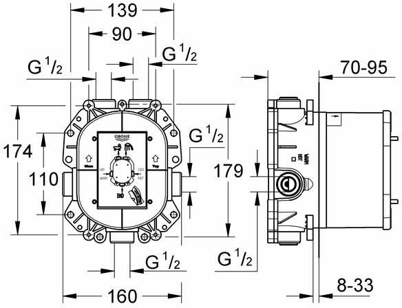 Grohe Rapido-t basisgarnituur voor inbouw thermostaat