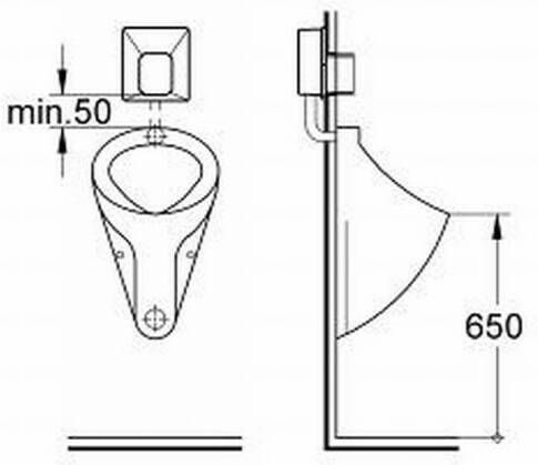 Grohe Rapido-u inbouw urinoir spoeler zonder afdekplaat