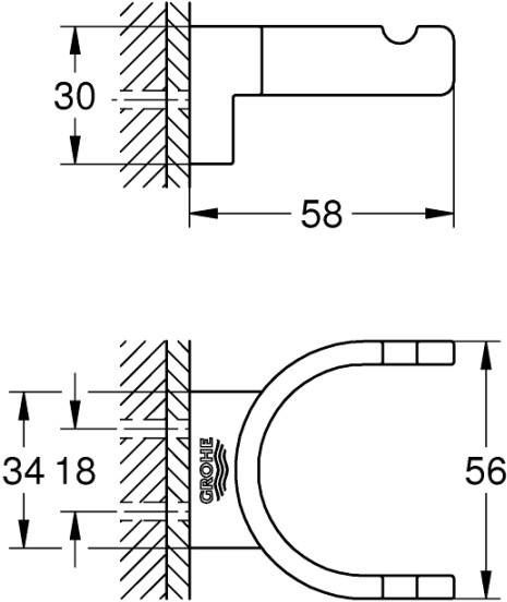 Grohe Selection dubbele wandhaak Nickel