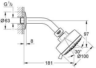 Grohe Tempesta New Cosmopolitan hoofddoucheset iv 10 cm. 9 5 l m. chroom