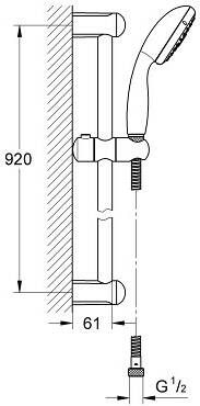 Grohe Tempesta New glijstangset iii 90 cm. 9 5 l m. chroom