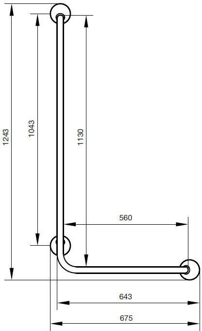 Handicare Ergogrip wandbeugel 90 graden 113x56 l-vormig rechts rvs antraciet ral 7021