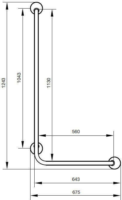 Handicare Ergogrip wandbeugel 90 graden 56x113 l-vormig links rvs antraciet ral 7021