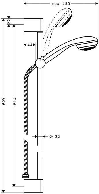 Hansgrohe Crometta 85 1jet glijstangset unica 'c 90 cm. chroom