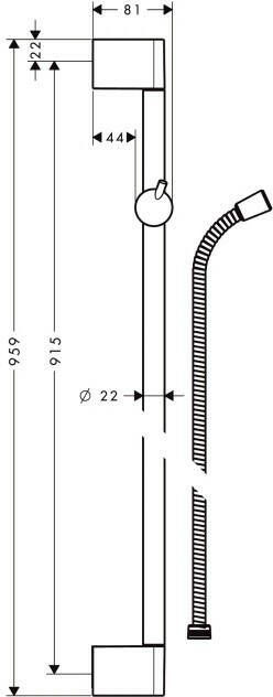 Hansgrohe Crometta glijstang 90cm. met metaflex doucheslang 160cm. chroom