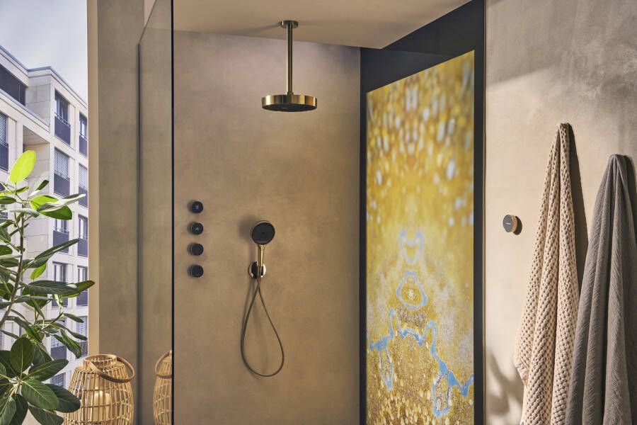 Hansgrohe FixFit S muuraansluitbocht met handdouchehouder Brushed Bronze