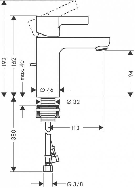 Hansgrohe Metris S wastafelkraan 100 met trekwaste chroom