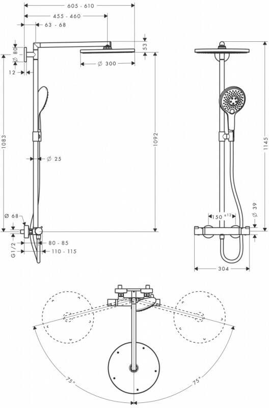 Hansgrohe Raindance S showerpipe 300mm