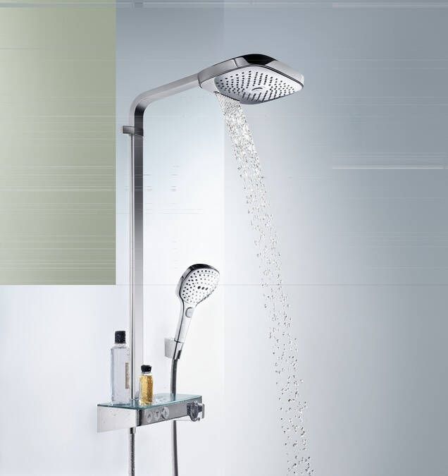 Hansgrohe Raindance Select E showerpipe 300 3jet met ShowerTablet Select thermostaat wit-chroom