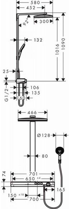 Hansgrohe Rainmaker select 460 2jet showerpipe EcoSmart wit chroom