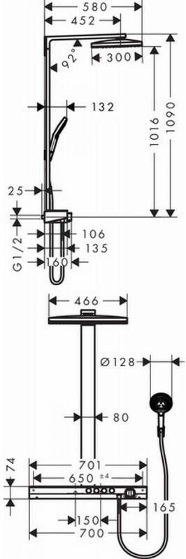 Hansgrohe Rainmaker select 460 3jet showerpipe EcoSmart wit chroom