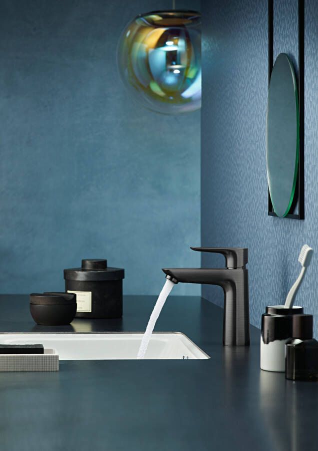 Hansgrohe Talis E ééngreeps wastafelmengkraan 110 CoolStart met trekwaste Brushed Black Chrome