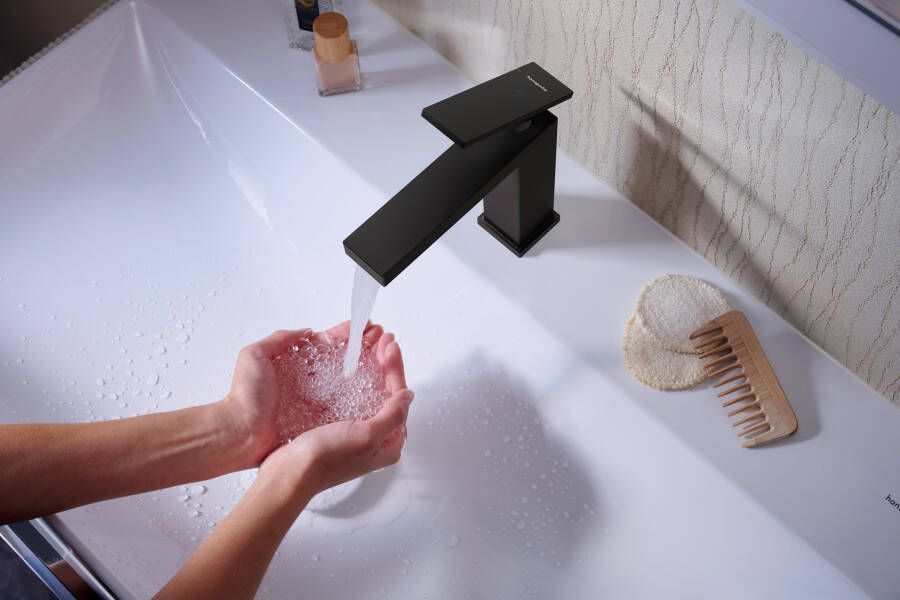 Hansgrohe Tecturis E ééngreeps wastafelkraan 110 CoolStart zonder waste mat zwart