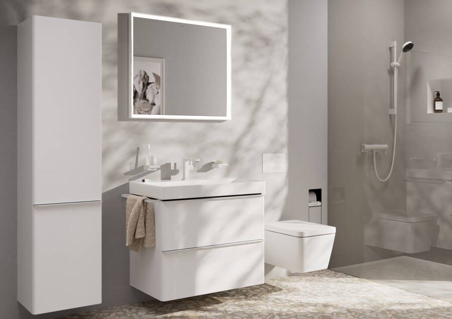 Hansgrohe Tecturis E ééngreeps wastafelkraan 110 Fine CoolStart met trekwaste mat wit