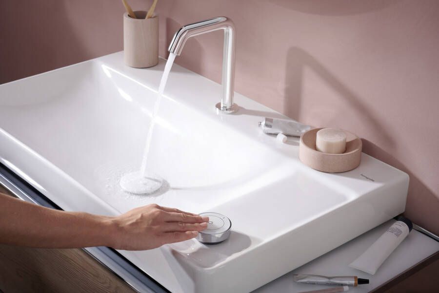 Hansgrohe Tecturis S 2-gats wastafelkraan 150 CoolStart met waste chroom