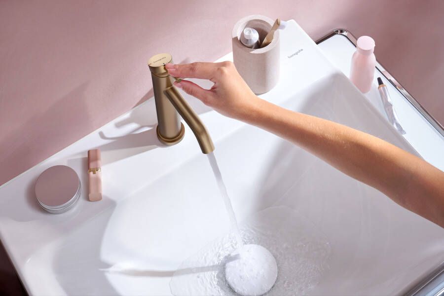 Hansgrohe Tecturis S ééngreeps wastafelkraan 110 CoolStart met trekwaste Brushed Bronze