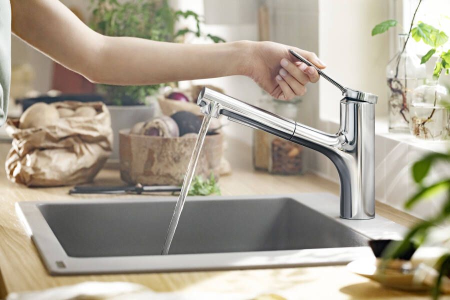 Hansgrohe Zesis M33 ééngreeps keukenmengkraan 150 uittrekbare vuistdouche 2jet chroom