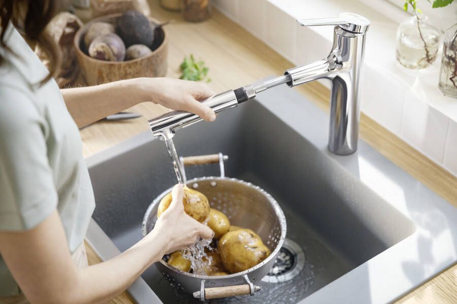 Hansgrohe Zesis M33 ééngreeps keukenmengkraan 640 uittrekbare vuistdouche 2jet sBox lite chroom