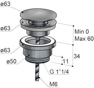 Hotbath Archie AR710 klikplug rond RVS 316 Geborsteld Messing PVD