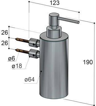 Hotbath Archie ARA09 zeepdispenser wandmodel RVS 316 Geborsteld Koper PVD