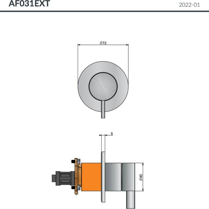 Hotbath Archie Flag AF031 inbouw douchemengkraan RVS 316 RVS