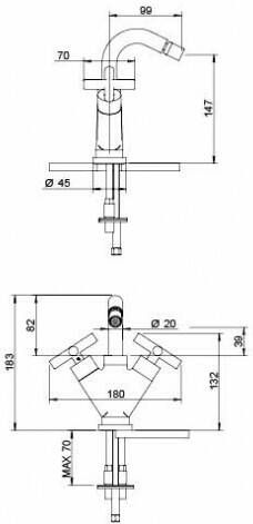 Hotbath Chap C018 bidetmengkraan zonder waste geborsteld nikkel