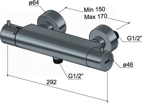 Hotbath Cobber B008 douchethermostaat geborsteld nikkel