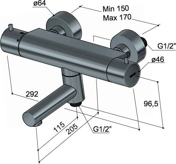 Hotbath Cobber B020 badthermostaat met draaibare uitloop geborsteld messing PVD